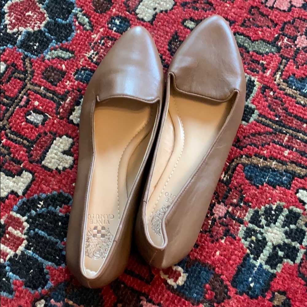 Vince Camuto tan leather almond toe loafer